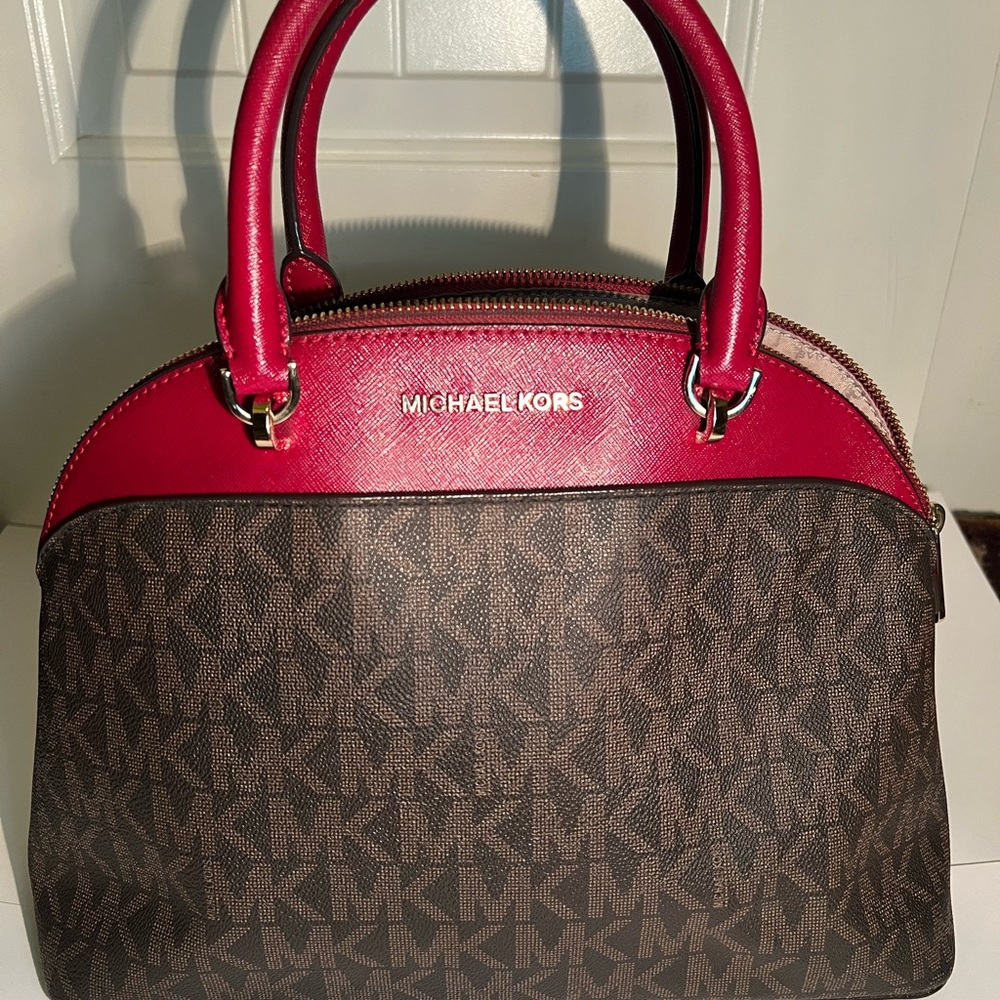 Michael Kors Red and Brown Bag